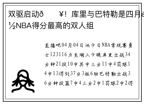 双驱启动🔥！库里与巴特勒是四月份NBA得分最高的双人组
